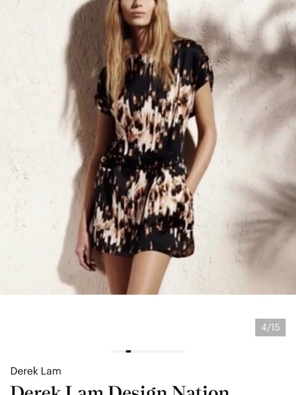 Derek Lam Black and Tan Abstract  Dress / Tunic Tie Waist